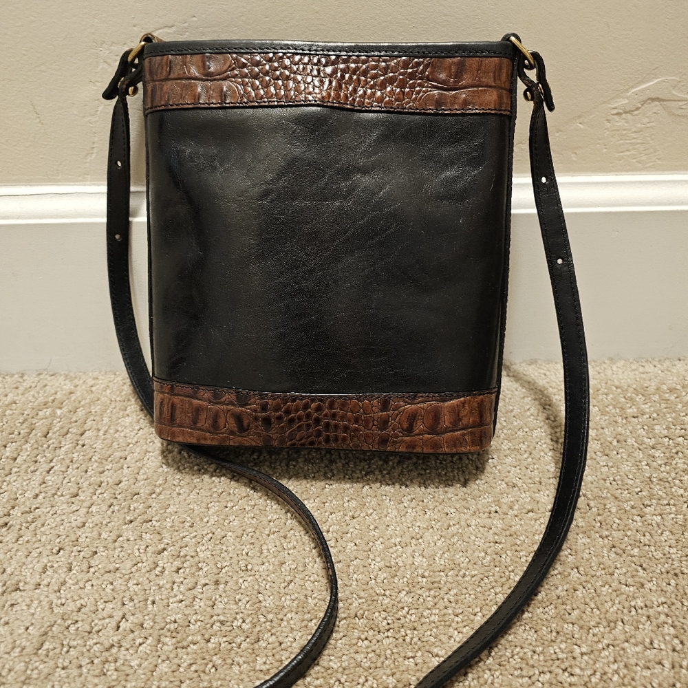 Brahmin Crossbody Bag Vintage. Black and Brown Leather - Picture 3 of 14